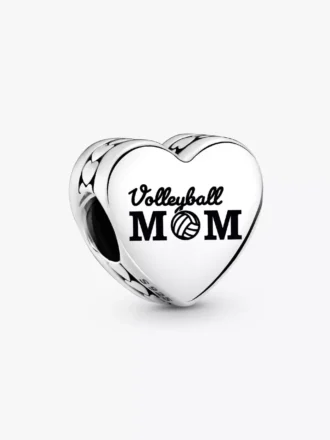 Volleyball-Mom-Herz-Charm aus Sterlingsilber