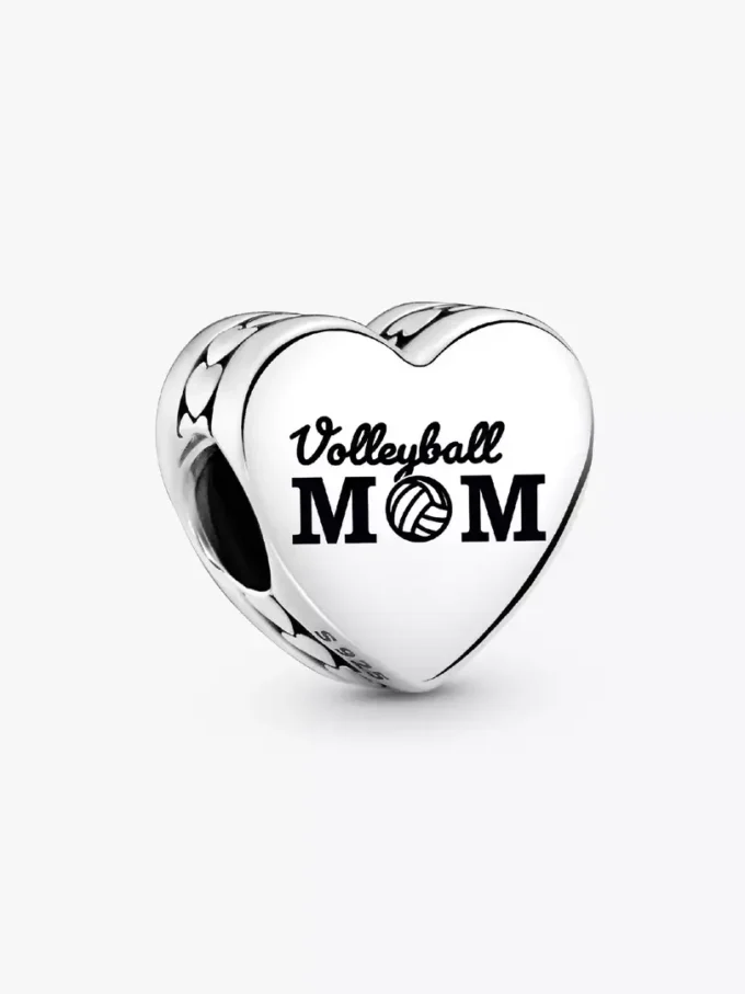 Volleyball-Mom-Herz-Charm aus Sterlingsilber Volleyball-Mom-Herz-Charm aus Sterlingsilber