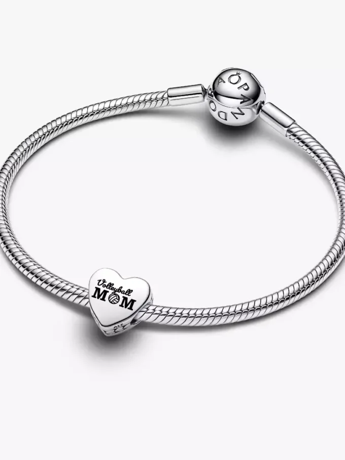 Volleyball-Mom-Herz-Charm aus Sterlingsilber Volleyball-Mom-Herz-Charm aus Sterlingsilber