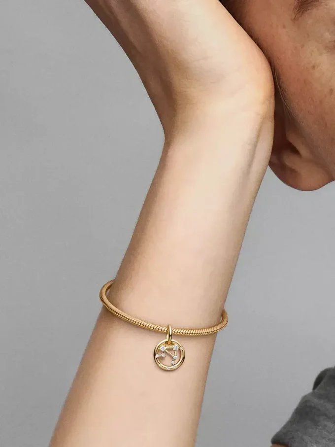 Waage-Sternzeichen-Dangle Charm, 14-karätig vergoldet Waage-Sternzeichen-Dangle Charm, 14-karätig vergoldet