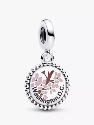 Washington D.C. Cherry Blossom Dangle Charm aus Sterlingsilber