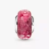Wavy Fancy Pink Murano Glass Charm aus Sterlingsilber