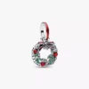 Weihnachtskranz-Dangle Charm aus Sterlingsilber