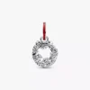 Weihnachtskranz-Dangle Charm aus Sterlingsilber