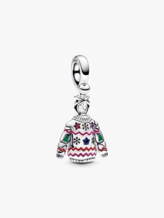 Weihnachtspullover-Dangle Charm – Sterlingsilber