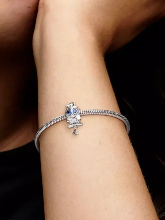 Weise Eule Abschluss-Charm aus Sterlingsilber