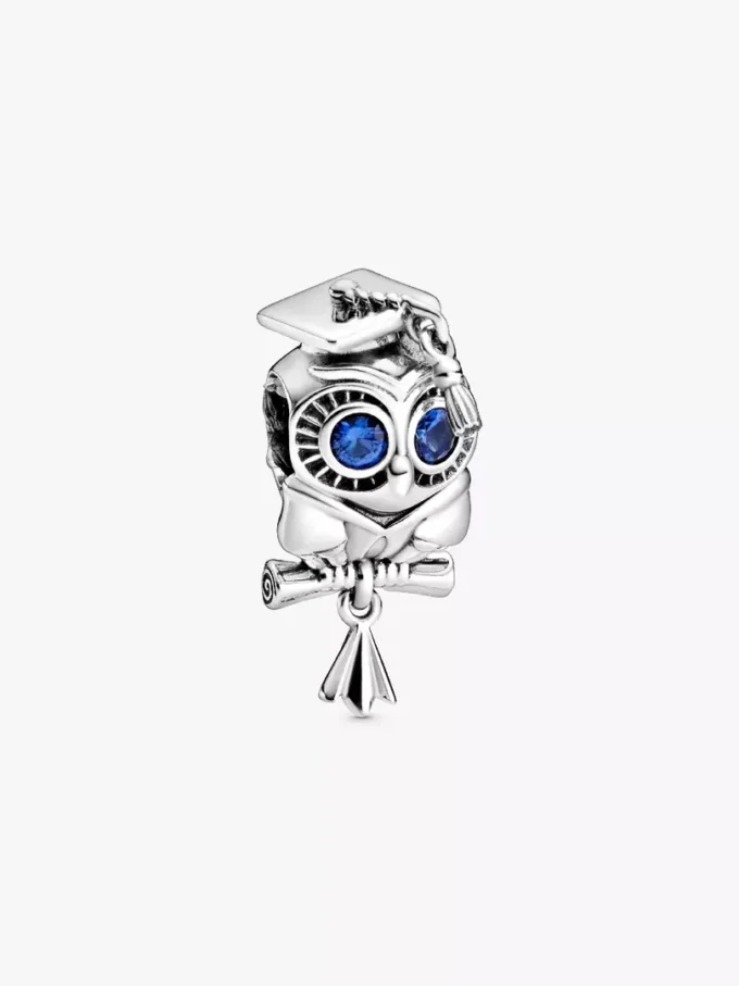 Weise Eule Abschluss-Charm aus Sterlingsilber Weise Eule Abschluss-Charm aus Sterlingsilber