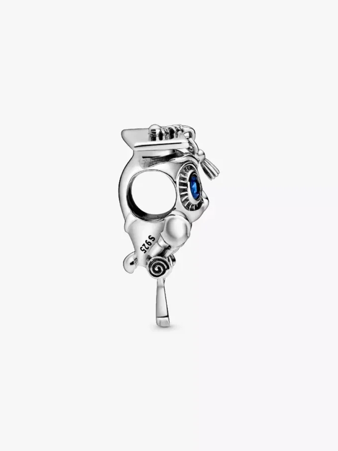 Weise Eule Abschluss-Charm aus Sterlingsilber Weise Eule Abschluss-Charm aus Sterlingsilber