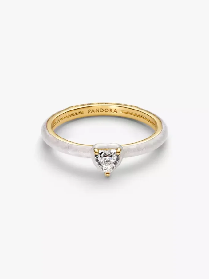 Weißer Chakra-Herzring, 14 Karat vergoldet Weißer Chakra-Herzring, 14 Karat vergoldet