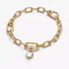 Weißer Glücksklee-Dangle Charm, 14-karätig vergoldet Weißer Glücksklee-Dangle Charm, 14-karätig vergoldet