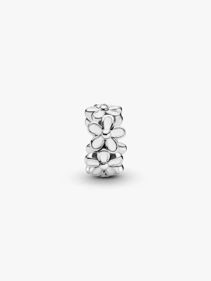 Weißer Gänseblümchen-Spacer Charm aus Sterlingsilber Weißer Gänseblümchen-Spacer Charm aus Sterlingsilber