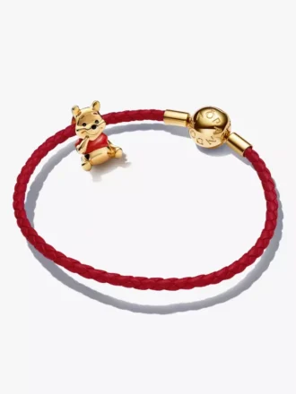 Winnie-the-Pooh-Armbänder-Set aus rotem und goldenem Leder, 2er-Set Winnie-the-Pooh-Armbänder-Set aus rotem und goldenem Leder, 2er-Set
