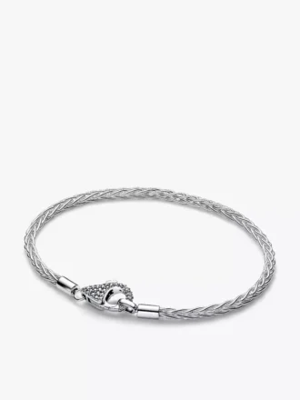 Pavé-Verschluss-Armband mit Fuchsschwanz-Charm aus Sterlingsilber Pavé-Verschluss-Armband mit Fuchsschwanz-Charm aus Sterlingsilber