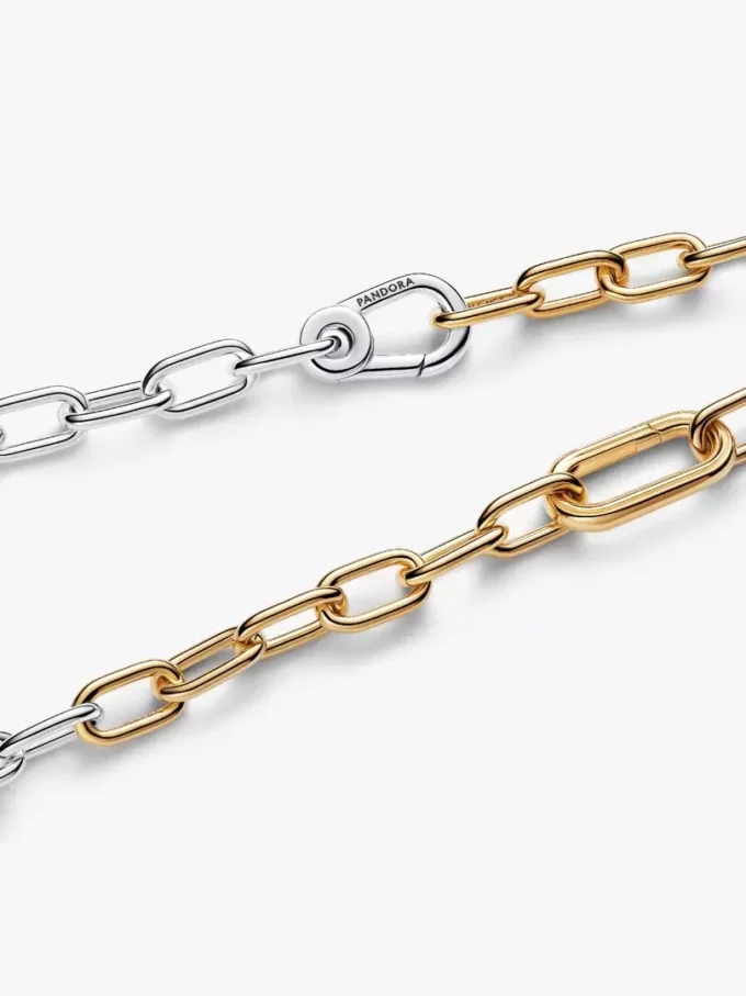 Zweifarbige Gliederkette aus Sterlingsilber, 14-karätig vergoldet Zweifarbige Gliederkette aus Sterlingsilber, 14-karätig vergoldet