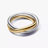 Zweifarbige Ringe mit ineinander verschlungenen Bändern aus Sterlingsilber, 14-karätig vergoldet Zweifarbige Ringe mit ineinander verschlungenen Bändern aus Sterlingsilber, 14-karätig vergoldet