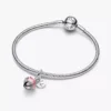Zweifarbiger „Blooming Flower“-Dangle Charm aus Sterlingsilber Zweifarbiger „Blooming Flower“-Dangle Charm aus Sterlingsilber