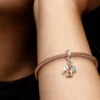 Zweifarbiger Dangle Charm mit Schlüssel, Vorhängeschloss und Herz aus Sterlingsilber, 14 Karat Roségold-Beschichtung Zweifarbiger Dangle Charm mit Schlüssel, Vorhängeschloss und Herz aus Sterlingsilber, 14 Karat Roségold-Beschichtung