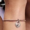 Zweifarbiger, drehbarer Herz-Dangle Charm – Sterlingsilber, 14 Karat Roségold-Beschichtung Zweifarbiger, drehbarer Herz-Dangle Charm – Sterlingsilber, 14 Karat Roségold-Beschichtung