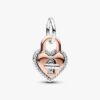 Zweifarbiger, drehbarer Herz-Dangle Charm – Sterlingsilber, 14 Karat Roségold-Beschichtung Zweifarbiger, drehbarer Herz-Dangle Charm – Sterlingsilber, 14 Karat Roségold-Beschichtung