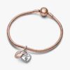 Zweifarbiger, drehbarer Herz-Dangle Charm – Sterlingsilber, 14 Karat Roségold-Beschichtung Zweifarbiger, drehbarer Herz-Dangle Charm – Sterlingsilber, 14 Karat Roségold-Beschichtung