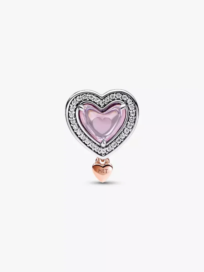 Zweifarbiger, durchbrochener „Mom & Heart“-Charm aus Sterlingsilber, 14 Karat Roségold-Beschichtung Zweifarbiger, durchbrochener „Mom & Heart“-Charm aus Sterlingsilber, 14 Karat Roségold-Beschichtung