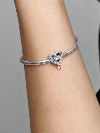 Zweifarbiger durchbrochener „Mom & Heart“-Charm – Sterlingsilber, 14 Karat Roségold-Beschichtung