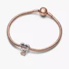 Zweifarbiger, durchbrochener Unendlichkeits-Herz-Charm aus Sterlingsilber, 14 Karat Roségold-Beschichtung Zweifarbiger, durchbrochener Unendlichkeits-Herz-Charm aus Sterlingsilber, 14 Karat Roségold-Beschichtung