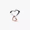 Zweifarbiger, durchbrochener Unendlichkeits-Herz-Charm aus Sterlingsilber, 14 Karat Roségold-Beschichtung Zweifarbiger, durchbrochener Unendlichkeits-Herz-Charm aus Sterlingsilber, 14 Karat Roségold-Beschichtung