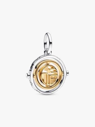 Zweifarbiger Fú-Dangle Charm – Sterlingsilber, 14-karätige Vergoldung