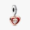 Zweifarbiger „Radiant Heart“-Dangle Charm – Sterlingsilber, 14-karätige Roségoldbeschichtung Zweifarbiger „Radiant Heart“-Dangle Charm – Sterlingsilber, 14-karätige Roségoldbeschichtung