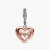 Zweifarbiger „Radiant Heart“-Dangle Charm – Sterlingsilber, 14-karätige Roségoldbeschichtung Zweifarbiger „Radiant Heart“-Dangle Charm – Sterlingsilber, 14-karätige Roségoldbeschichtung