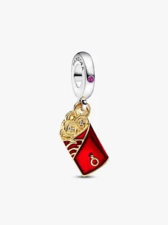 Zweifarbiger „Red Envelope“-Dangle Charm – Sterlingsilber, 14-karätige Vergoldung