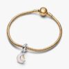 Zweifarbiger Schlüssel- und Mond-Dangle Charm – Sterlingsilber, 14 Karat vergoldet Zweifarbiger Schlüssel- und Mond-Dangle Charm – Sterlingsilber, 14 Karat vergoldet
