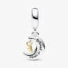Zweifarbiger Schlüssel- und Mond-Dangle Charm – Sterlingsilber, 14 Karat vergoldet Zweifarbiger Schlüssel- und Mond-Dangle Charm – Sterlingsilber, 14 Karat vergoldet