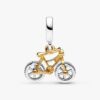 Zweifarbiger Spinning Wheels Bicycle Dangle Charm – Sterlingsilber, 14 Karat vergoldet Zweifarbiger Spinning Wheels Bicycle Dangle Charm – Sterlingsilber, 14 Karat vergoldet