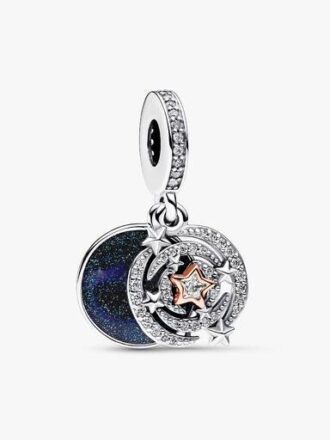 Zweifarbiger Sternschnuppen-Dangle Charm – Sterlingsilber, 14 Karat Roségold-Beschichtung