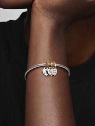 Zweifarbiger, teilbarer „Friendship Triple“-Dangle Charm – Sterlingsilber, 14-karätige Vergoldung
