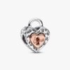 Zweifarbiger, teilbarer Herz-Charm mit Vorhängeschloss – Sterlingsilber, 14 Karat Roségold-Beschichtung Zweifarbiger, teilbarer Herz-Charm mit Vorhängeschloss – Sterlingsilber, 14 Karat Roségold-Beschichtung