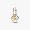 Zweifarbiger teilbarer Sonnen- und Mond-Dangle Charm – Sterlingsilber, 14-karätige Vergoldung