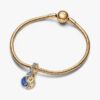 Zweifarbiger teilbarer Sonnen- und Mond-Dangle Charm – Sterlingsilber, 14-karätige Vergoldung
