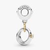 Zweifarbiger „Wedding Rings“-Dangle Charm – 14 Karat Gold, Sterlingsilber Zweifarbiger „Wedding Rings“-Dangle Charm – 14 Karat Gold, Sterlingsilber