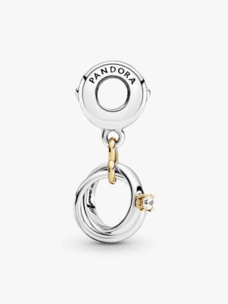 Zweifarbiger „Wedding Rings“-Dangle Charm – 14 Karat Gold, Sterlingsilber