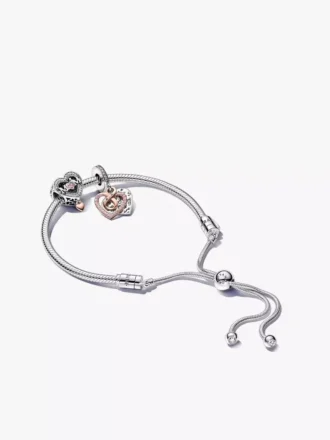 Zweifarbiges Armband-Set mit Unendlichkeitsherz- und Mama-Charms, 3er-Set Zweifarbiges Armband-Set mit Unendlichkeitsherz- und Mama-Charms, 3er-Set