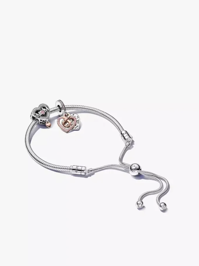 Zweifarbiges Armband-Set mit Unendlichkeitsherz- und Mama-Charms, 3er-Set Zweifarbiges Armband-Set mit Unendlichkeitsherz- und Mama-Charms, 3er-Set