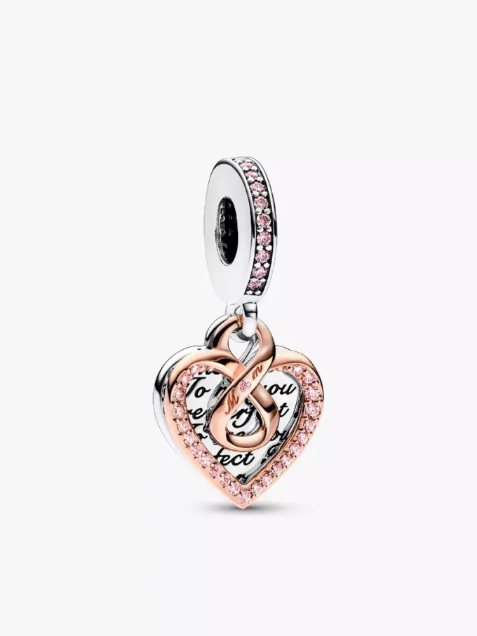 Zweifarbiges Armband-Set mit Unendlichkeitsherz- und Mama-Charms, 3er-Set Zweifarbiges Armband-Set mit Unendlichkeitsherz- und Mama-Charms, 3er-Set