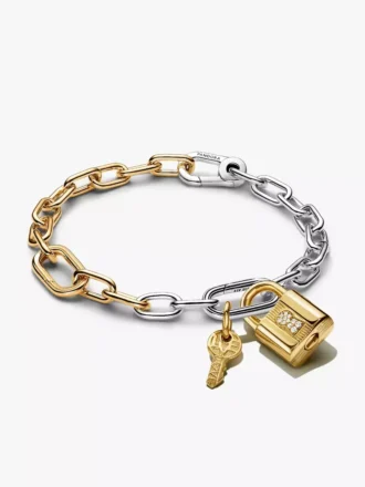 Zweifarbiges Armband und Charm-Set „Schloss und Schlüssel“ (2er-Set) Zweifarbiges Armband und Charm-Set „Schloss und Schlüssel“ (2er-Set)