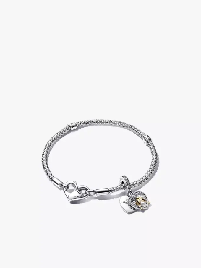 Zweifarbiges „Happy Anniversary“-Charm- und Armband-Set, 2er-Set Zweifarbiges „Happy Anniversary“-Charm- und Armband-Set, 2er-Set