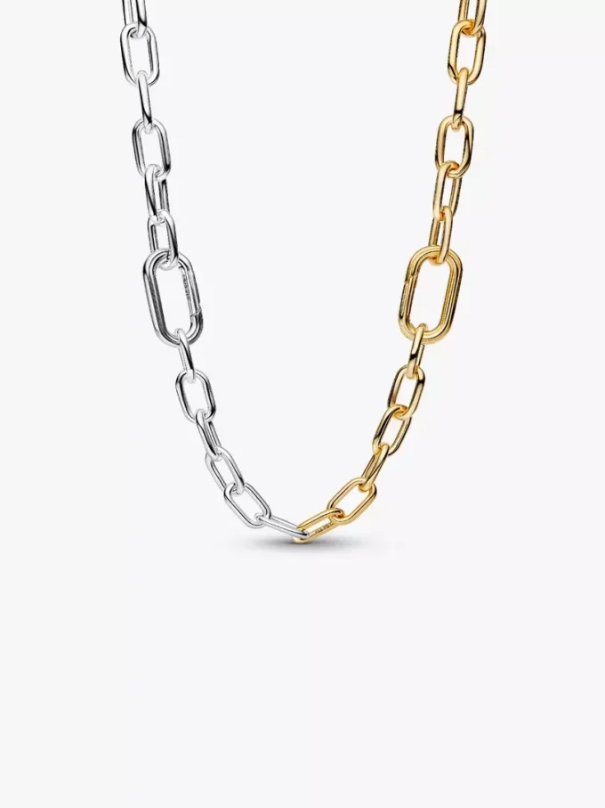 Zweifarbige Gliederkette aus Sterlingsilber, 14-karätig vergoldet Zweifarbige Gliederkette aus Sterlingsilber, 14-karätig vergoldet
