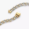 Zweifarbiges Pavé-Armband mit kubanischer Kette aus Sterlingsilber, 14-karätig vergoldet Zweifarbiges Pavé-Armband mit kubanischer Kette aus Sterlingsilber, 14-karätig vergoldet