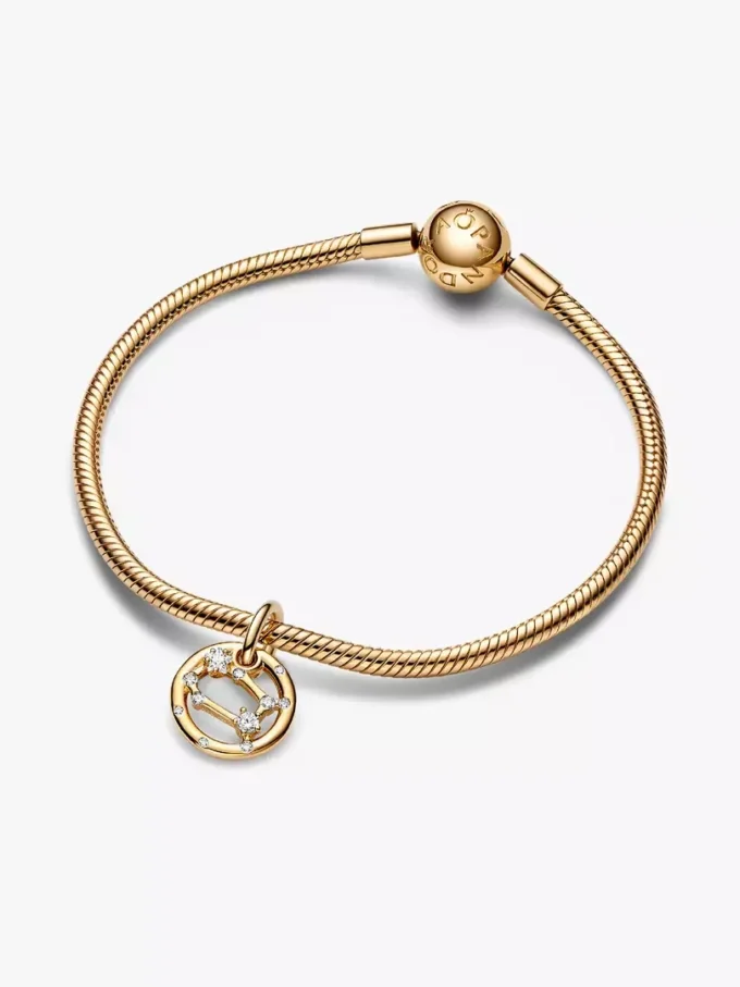 Zwillinge-Sternzeichen-Dangle Charm, 14 Karat vergoldet